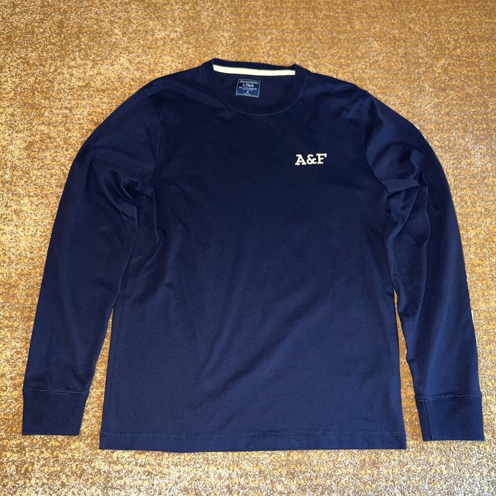 Abercrombie & Fitch Black Long Sleeve Muscle T-Shirt Mens M Y2K 00s Applique